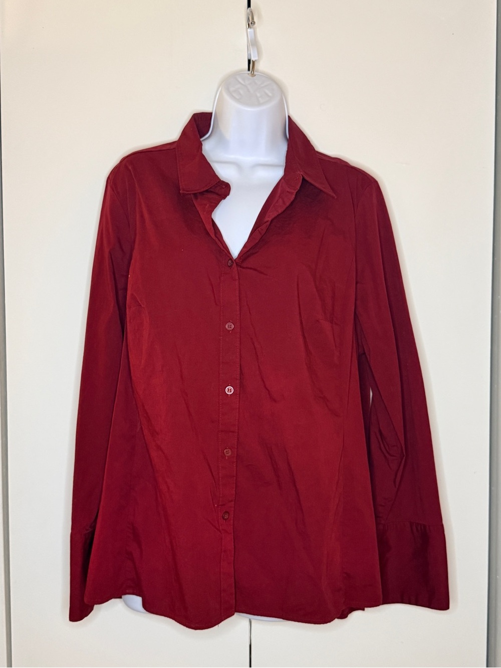 Lane Bryant Button-Down Shirt in Wine Red